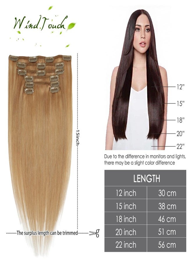 WindTouch Clip in Hair Extensions Human Hair Reddish Blonde 20Inch 70g 9A Grade #12 7PCS Gift For Women - Image 5